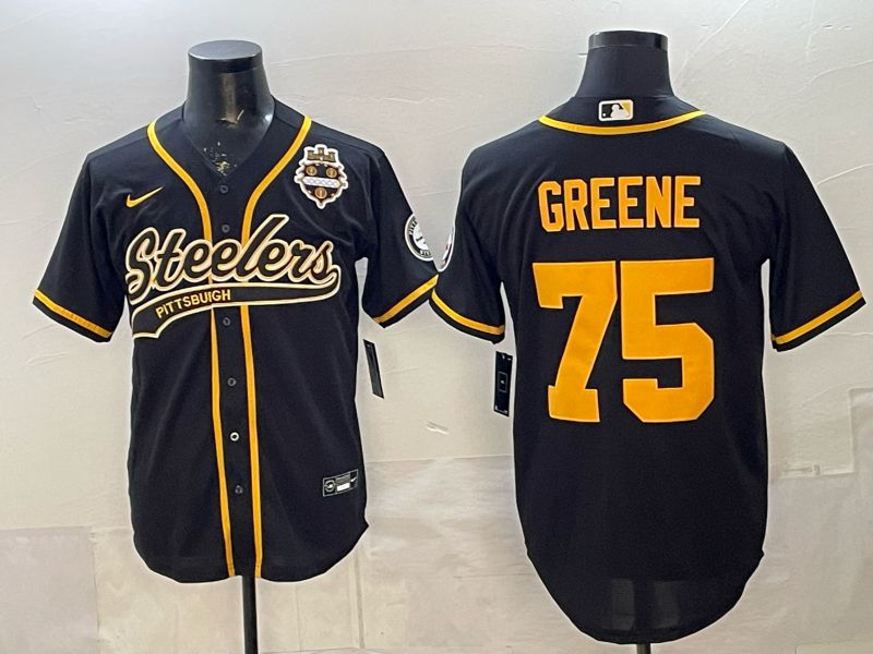 Men 2026 Pittsburgh Steelers #75 Greene Black Joint Name Nike Limited NFL Jersey style 06->pittsburgh steelers->NFL Jersey